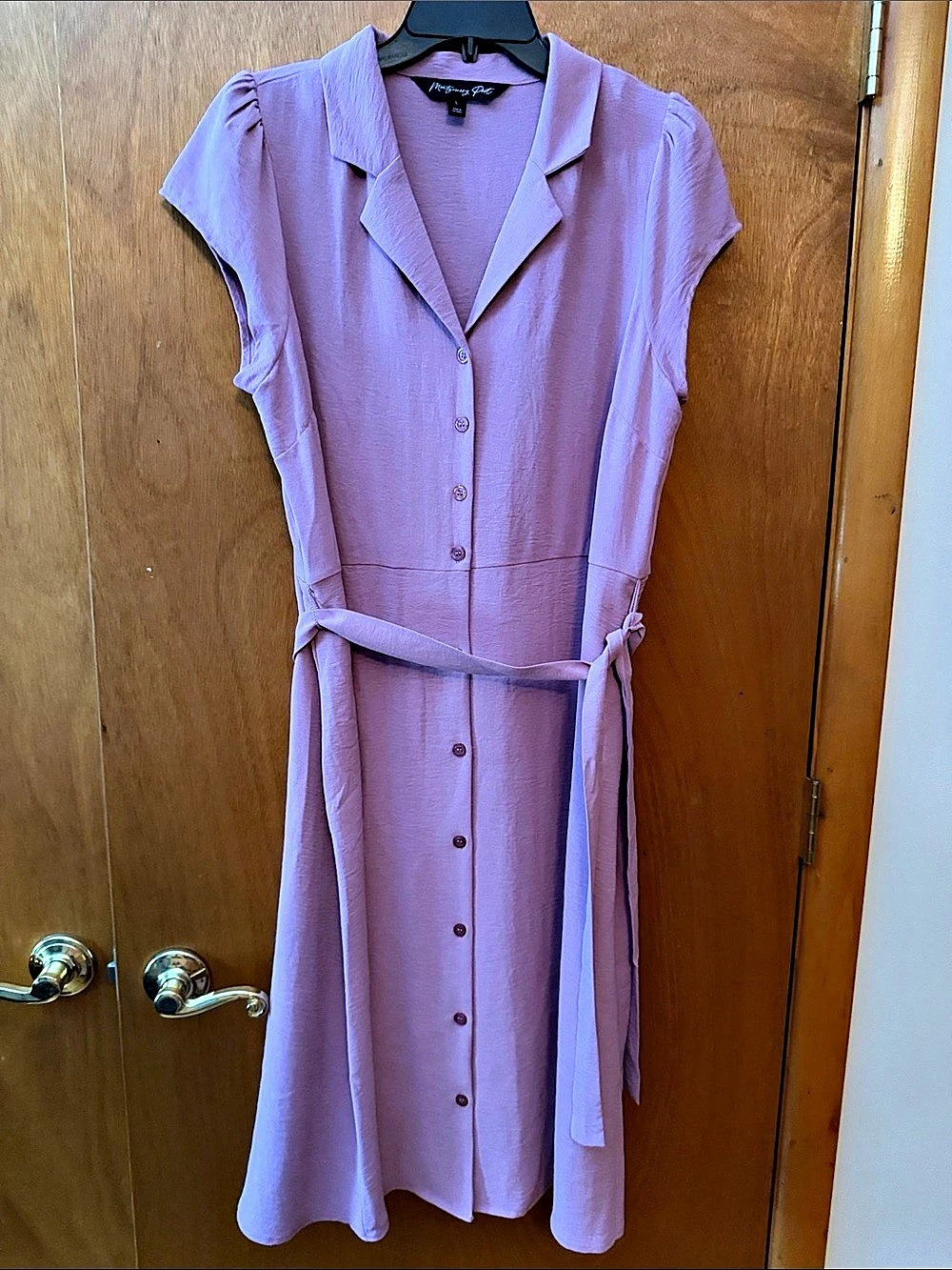 Montgomery Park Pink Purple Belted Midi Dress Size Large Like New